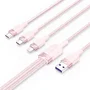 Vention Cable USB 2.0 3 en 1 USB-C, MicroUSB y Lightning, 1.5m, Rosa